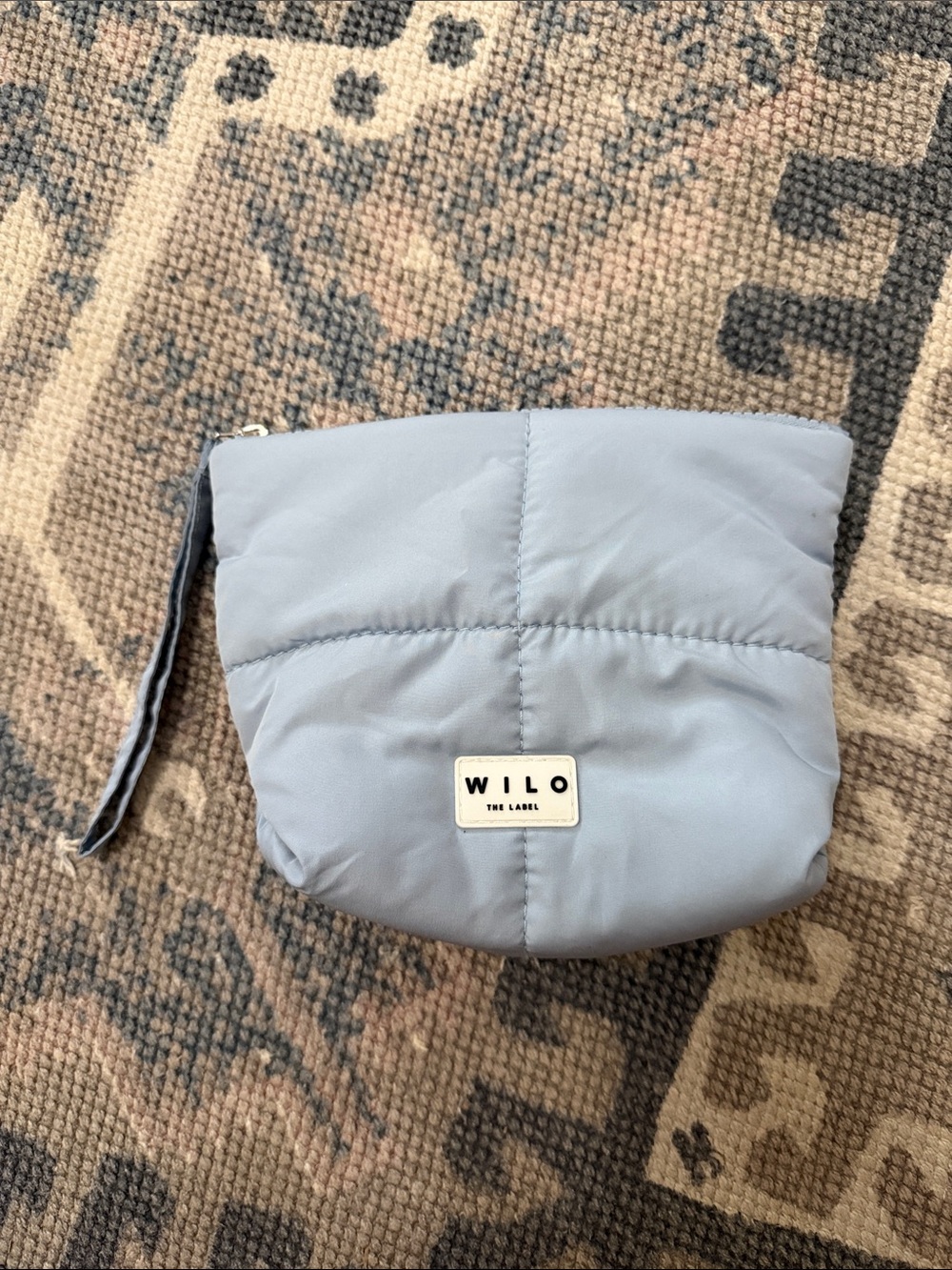 WILO The Label Quilted Light Blue Wristlet Pouch